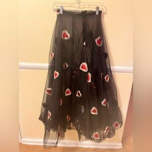 The Limited Black Skirt with Red Heart Accents